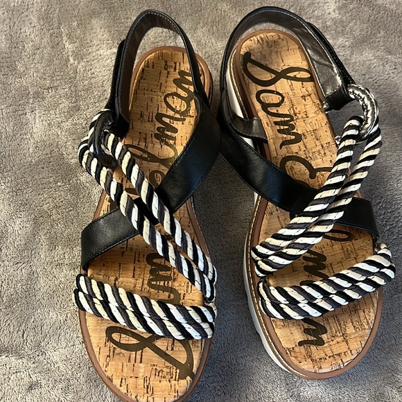 Sam Edelman Wedge platform Black & White sandals Size 10.5 - Picture 2 of 10
